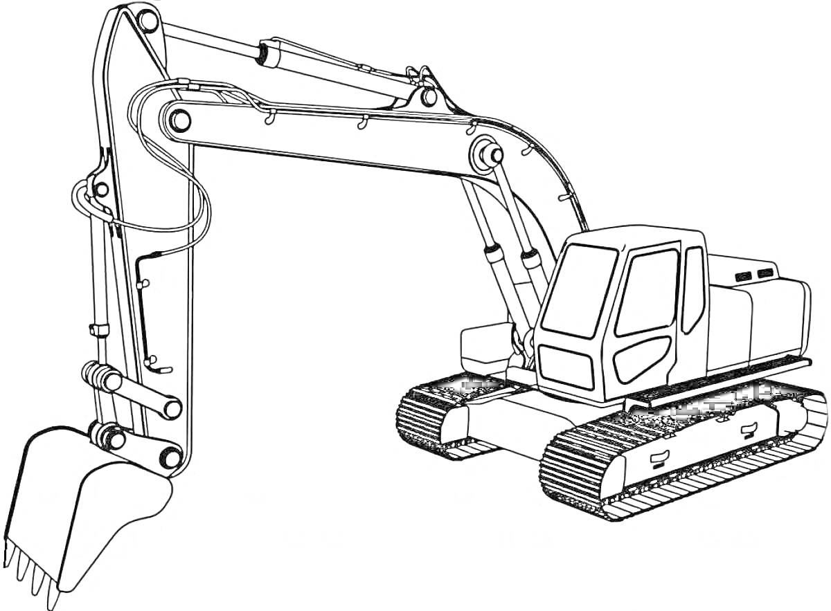 Раскраска Экскаватор с гусеничным ходом