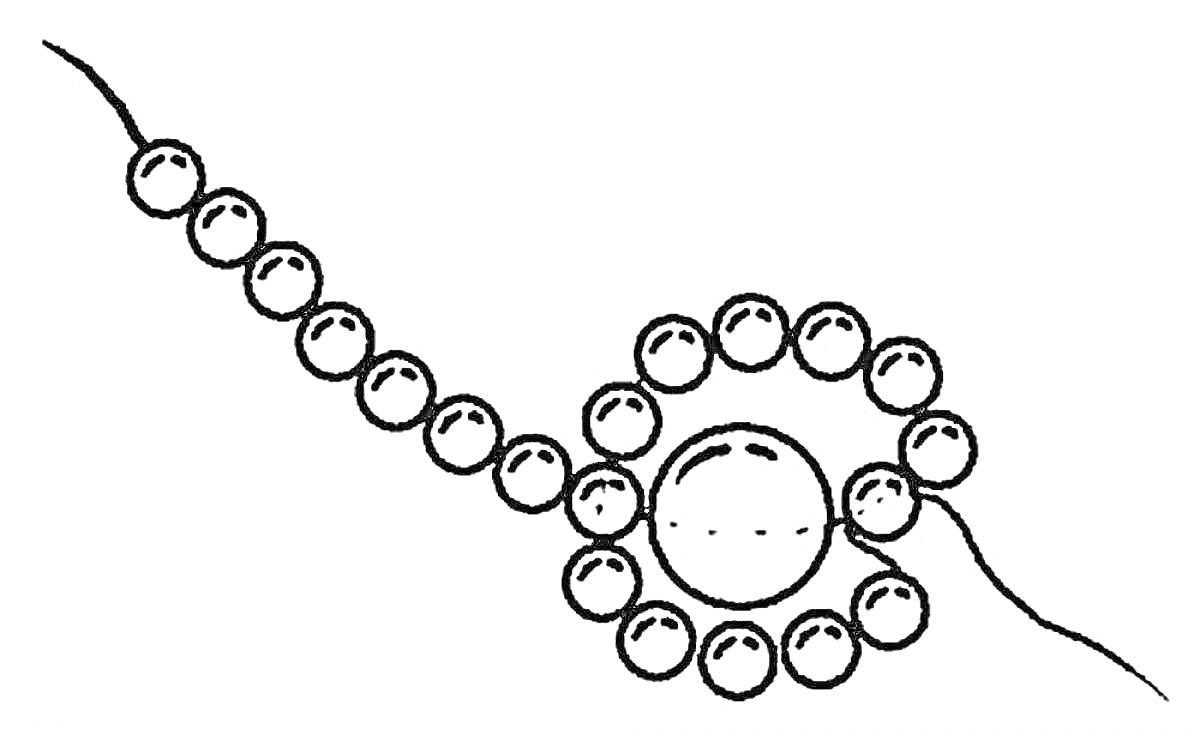 Раскраска Бусы из мелких и одной крупной бусины