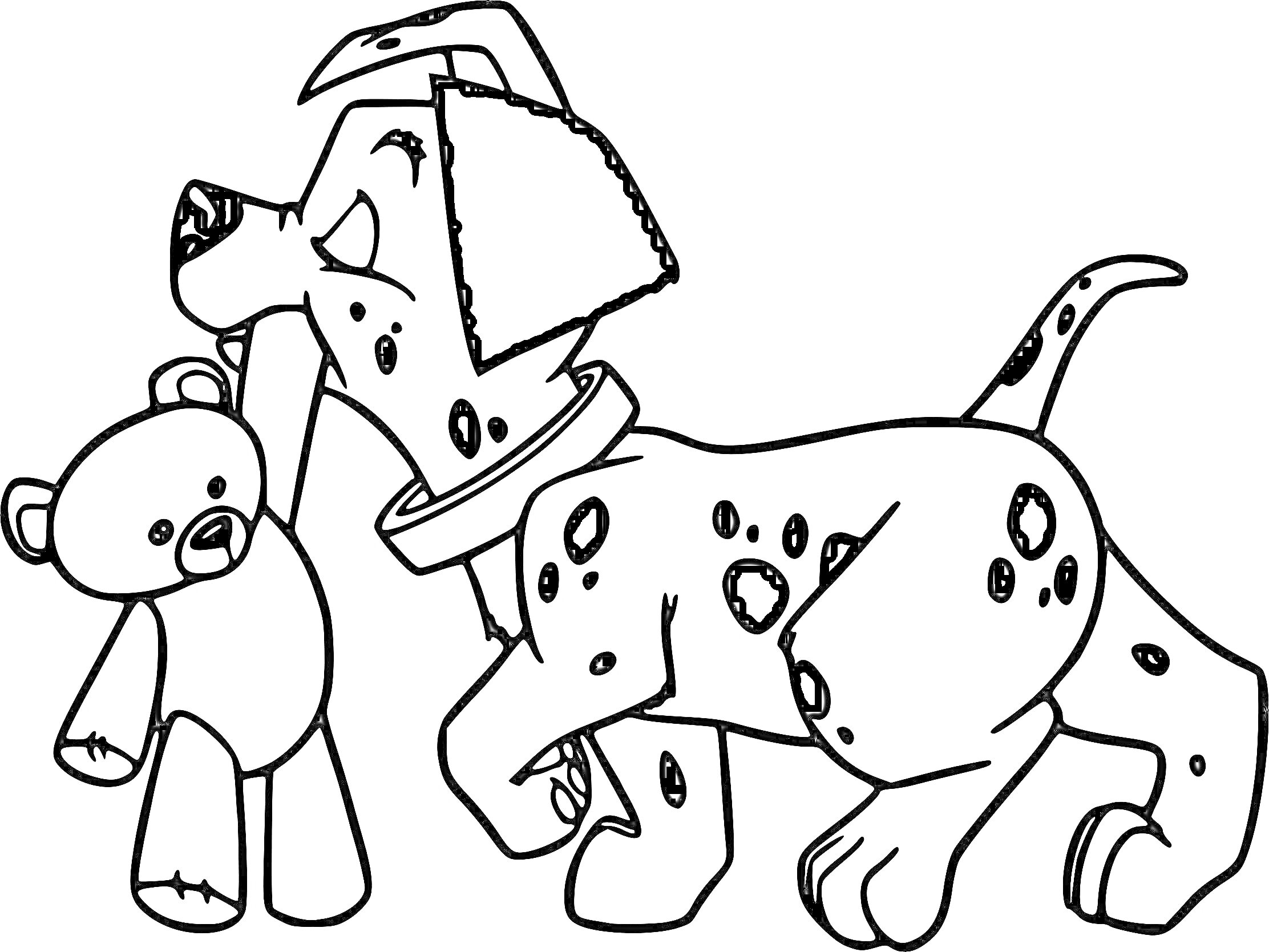 На раскраске изображено: Далматинец, Собака, Медведь, Животные, Пятна