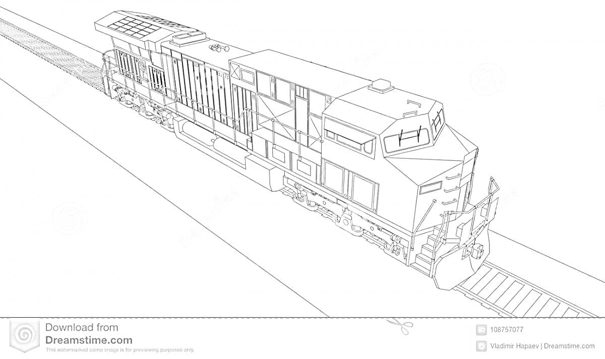 Раскраска Снегоуборочный поезд на железнодорожных путях