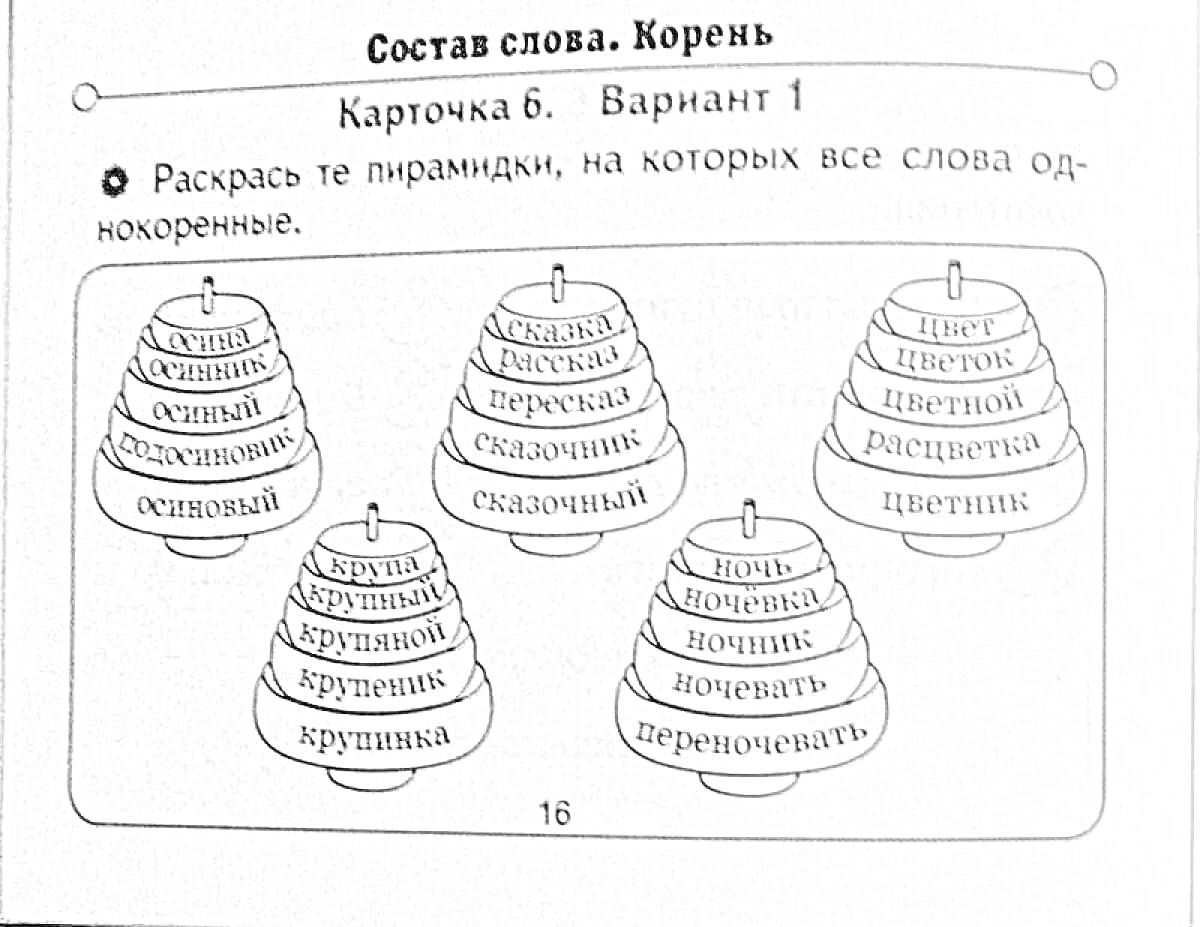 На раскраске изображено: Состав слова, Русский язык