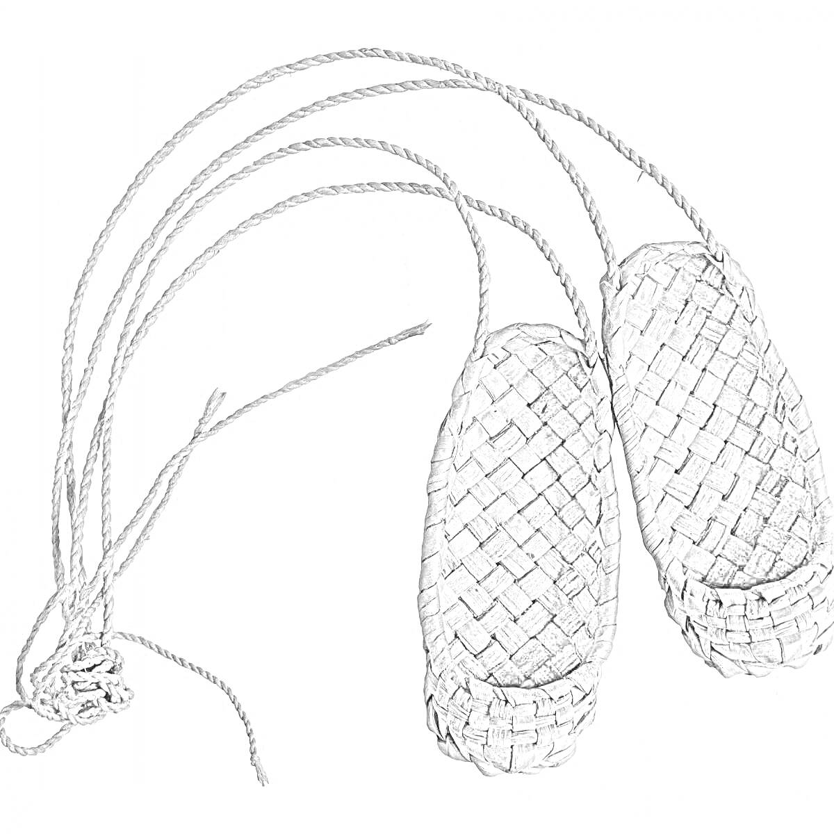 На раскраске изображено: Лапти, Обувь, Плетение, Ремешки, Традиционная обувь, Изобразительное искусство, Для детей