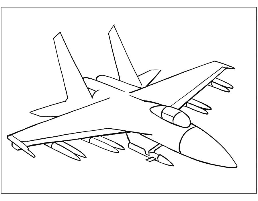 На раскраске изображено: Истребитель, Авиация, Военный самолёт, Летательный аппарат, Ракета, Самолеты