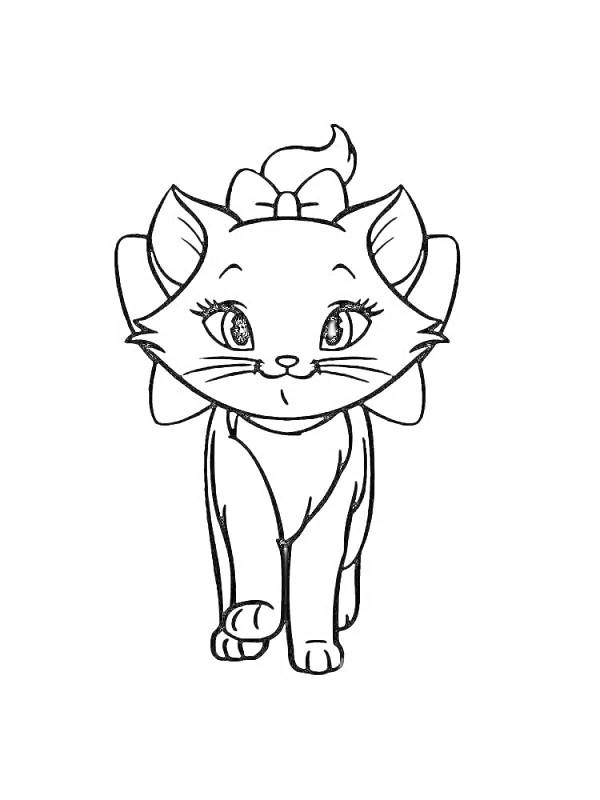 Раскраска котик с бантиком