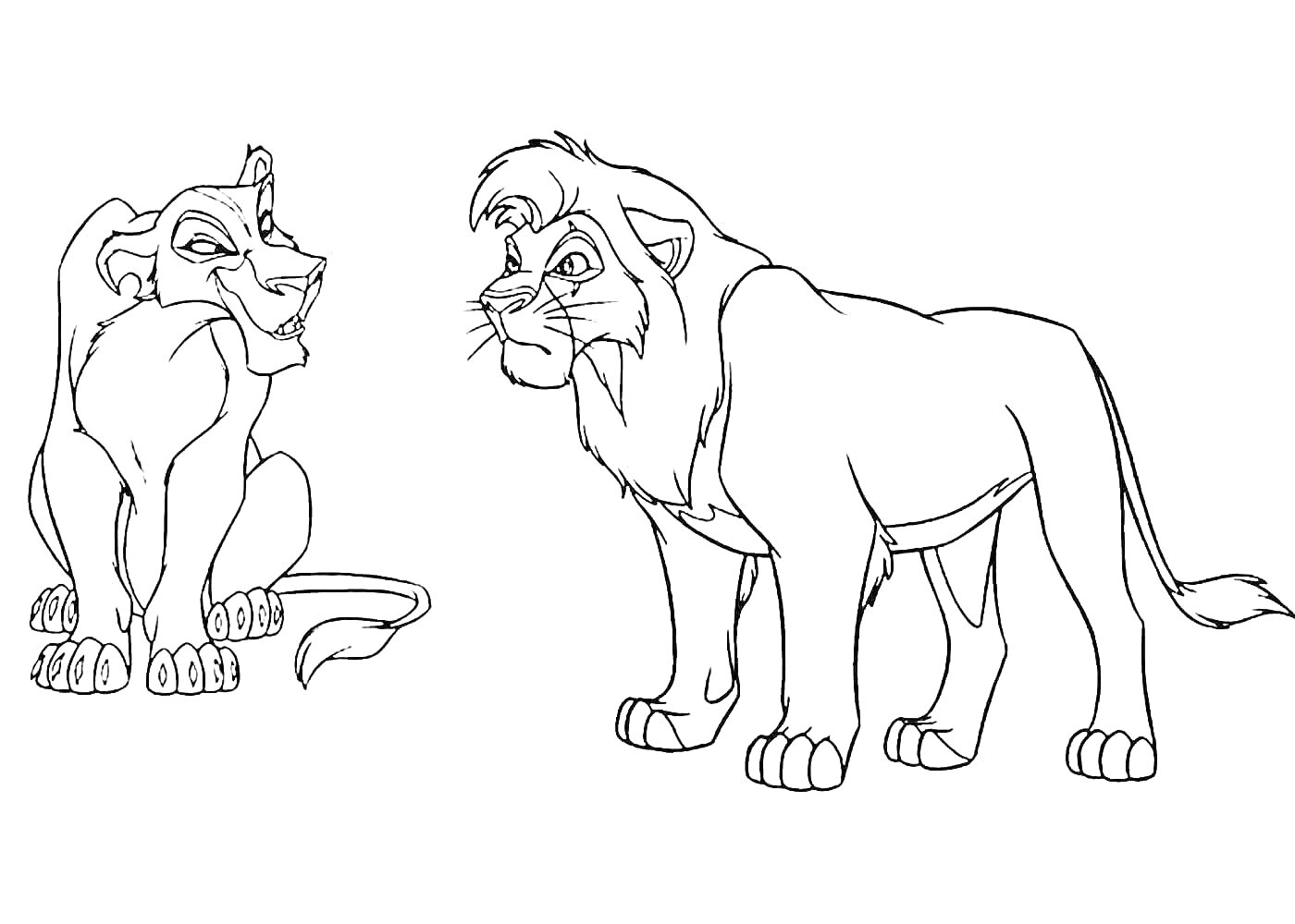 На раскраске изображено: Львы, Лев, Анимация