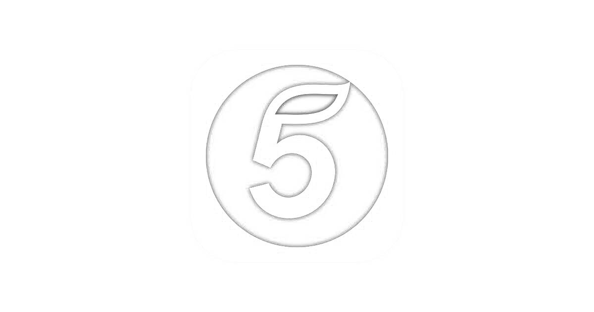 На раскраске изображено: Пятерочка, Цифра 5, Символика, Знак