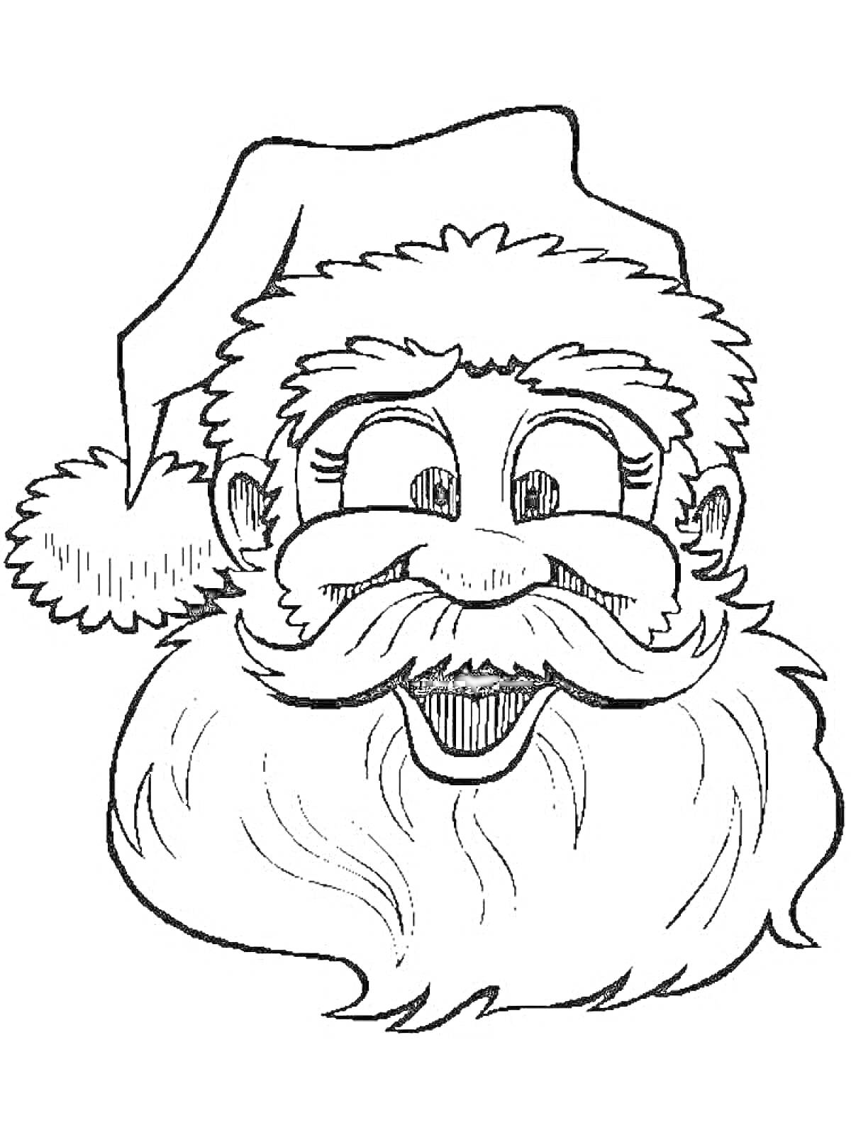 На раскраске изображено: Рождество, Борода, Усы