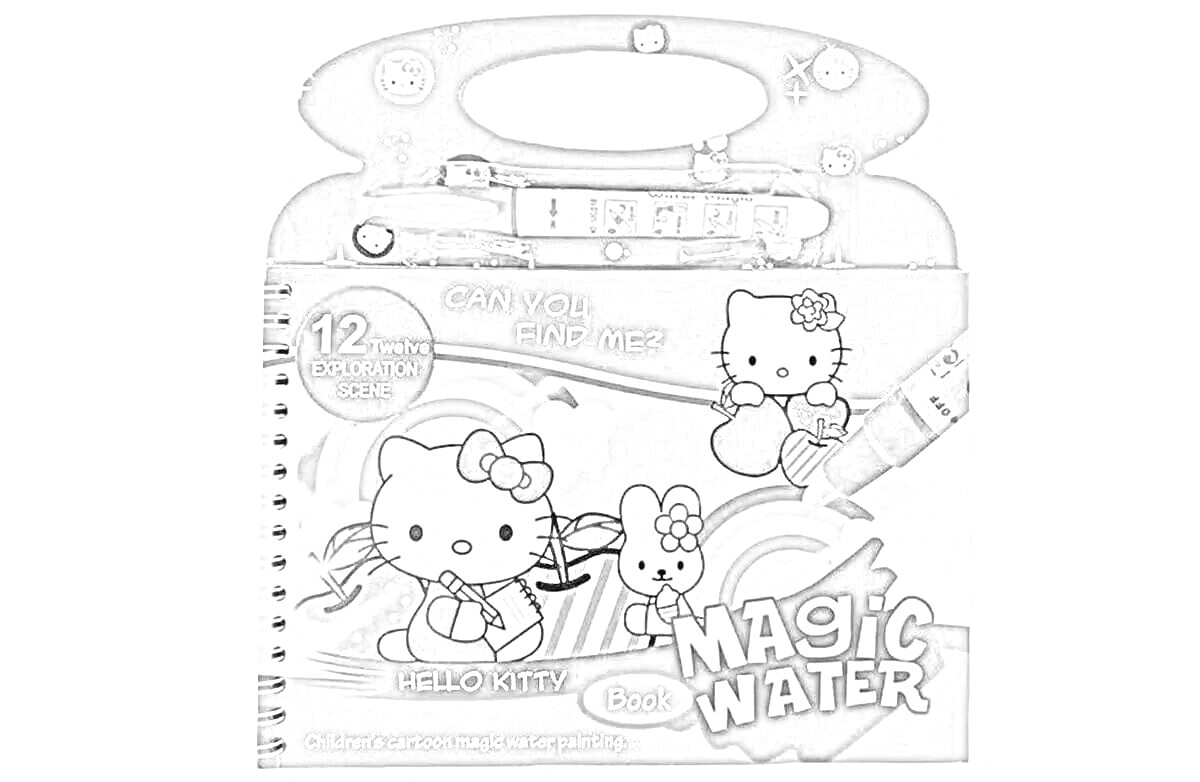 На раскраске изображено: Magic Water Book, Хелло Китти