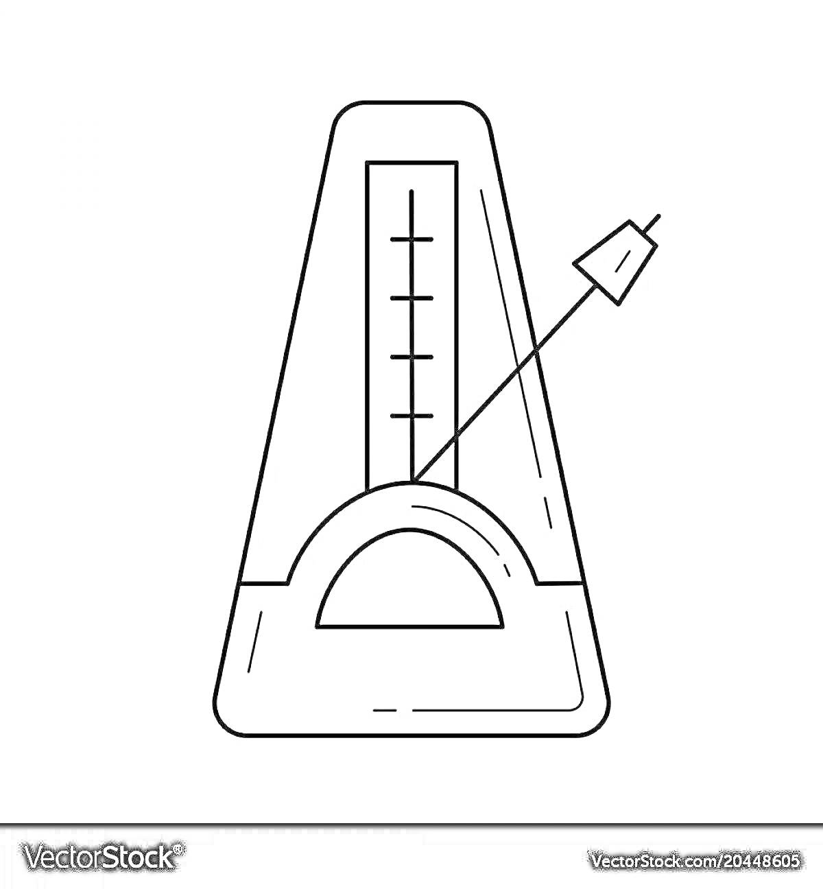 Раскраска Метроном со стрелкой и шкалой