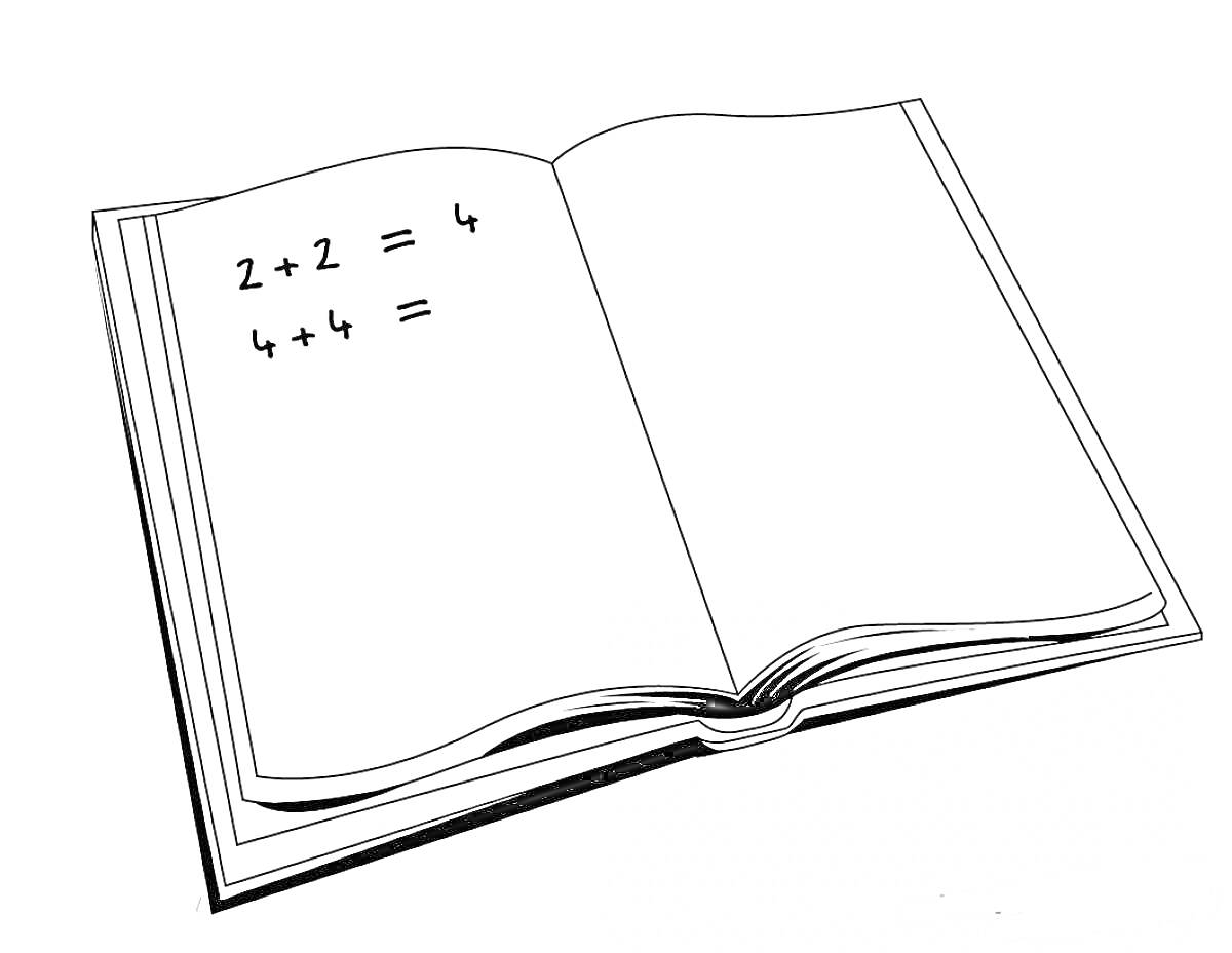 Раскраска Открытая книга с математическими уравнениями