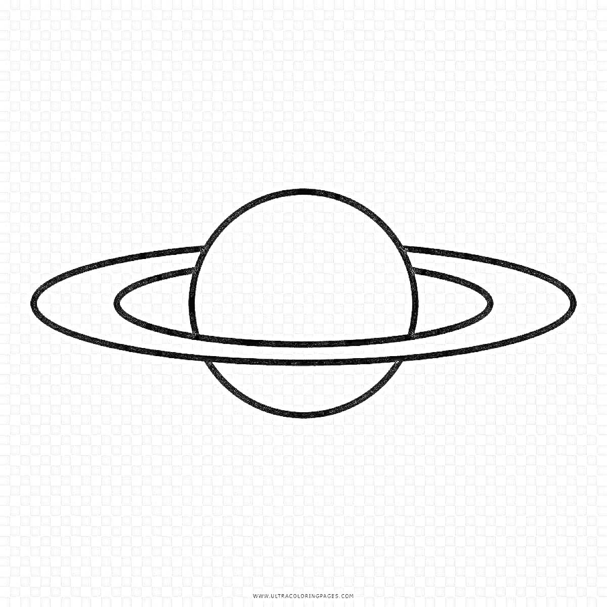 Раскраска Сатурн с кольцами на прозрачном фоне