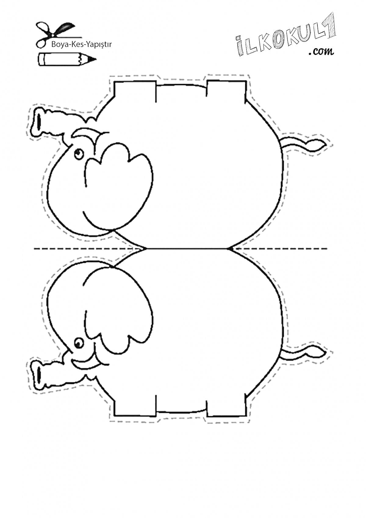 Вырезалка с изображением слона для складывания
