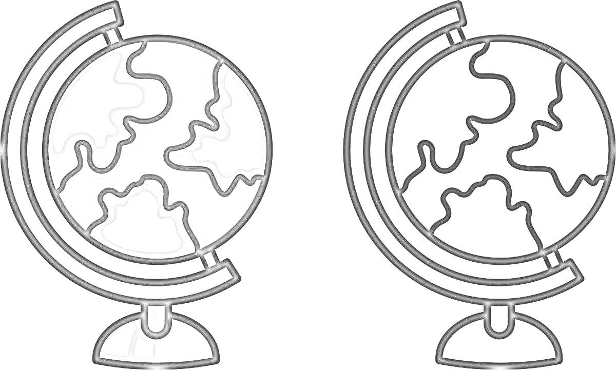 На раскраске изображено: Глобус, Цветной, Мир, Земной шар, География, Подставка, Контур