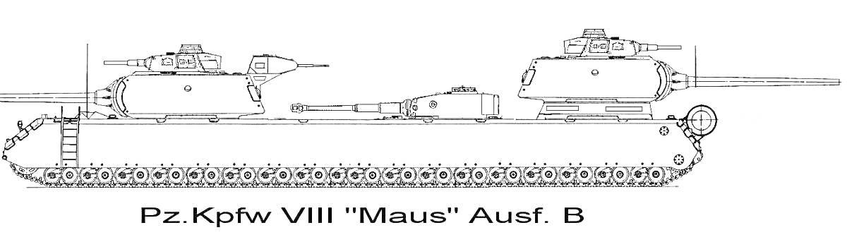 Раскраска Рисунок линейный чертеж танка Pz.Kpfw VIII 