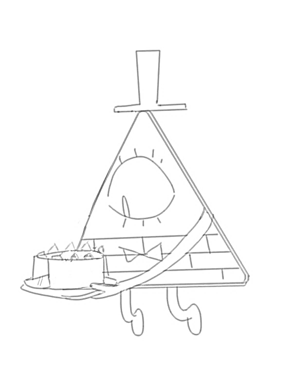 Раскраска Билл Шифр с подносом и тортом