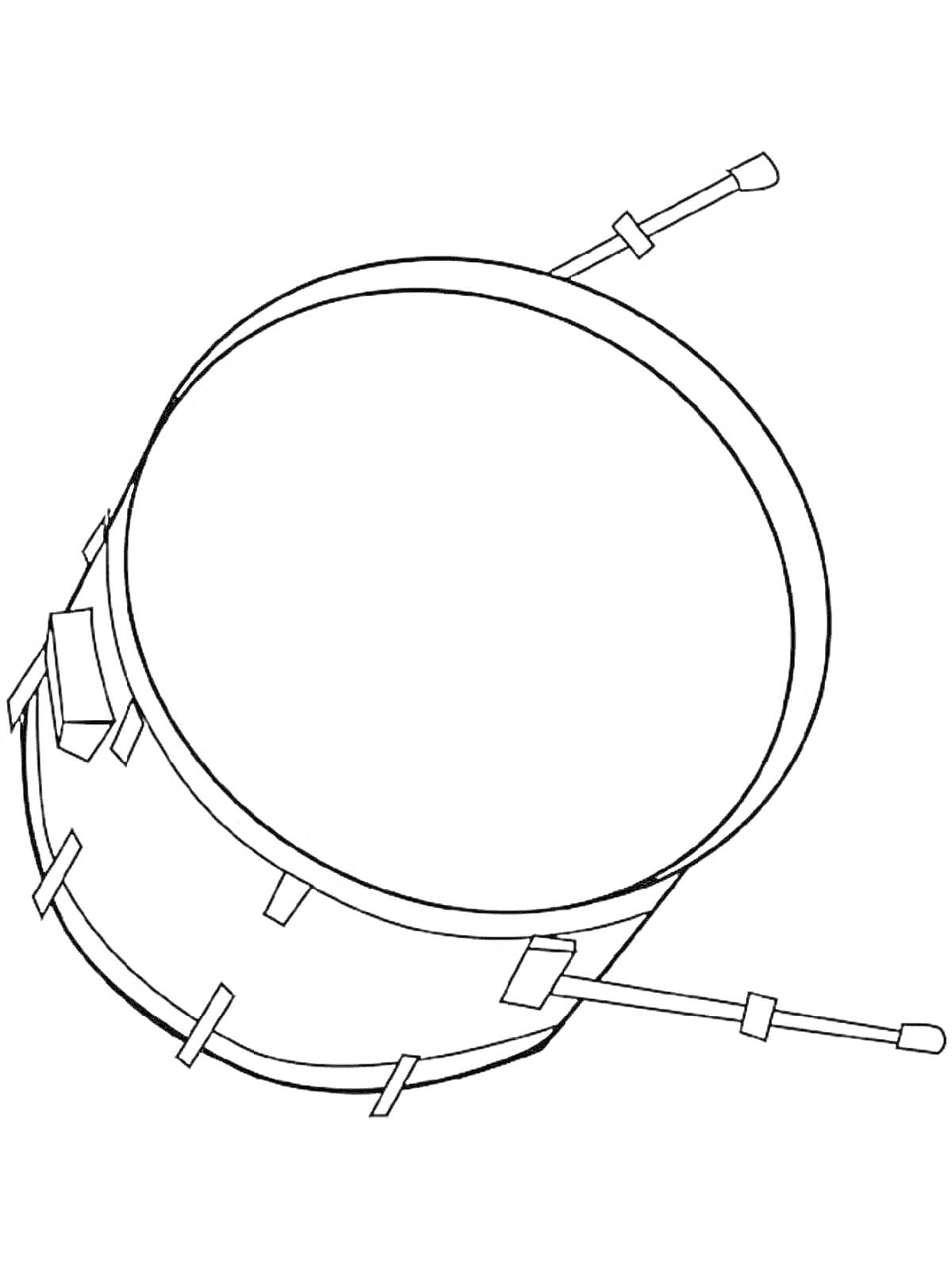 Раскраска Раскраска с барабаном и палочками