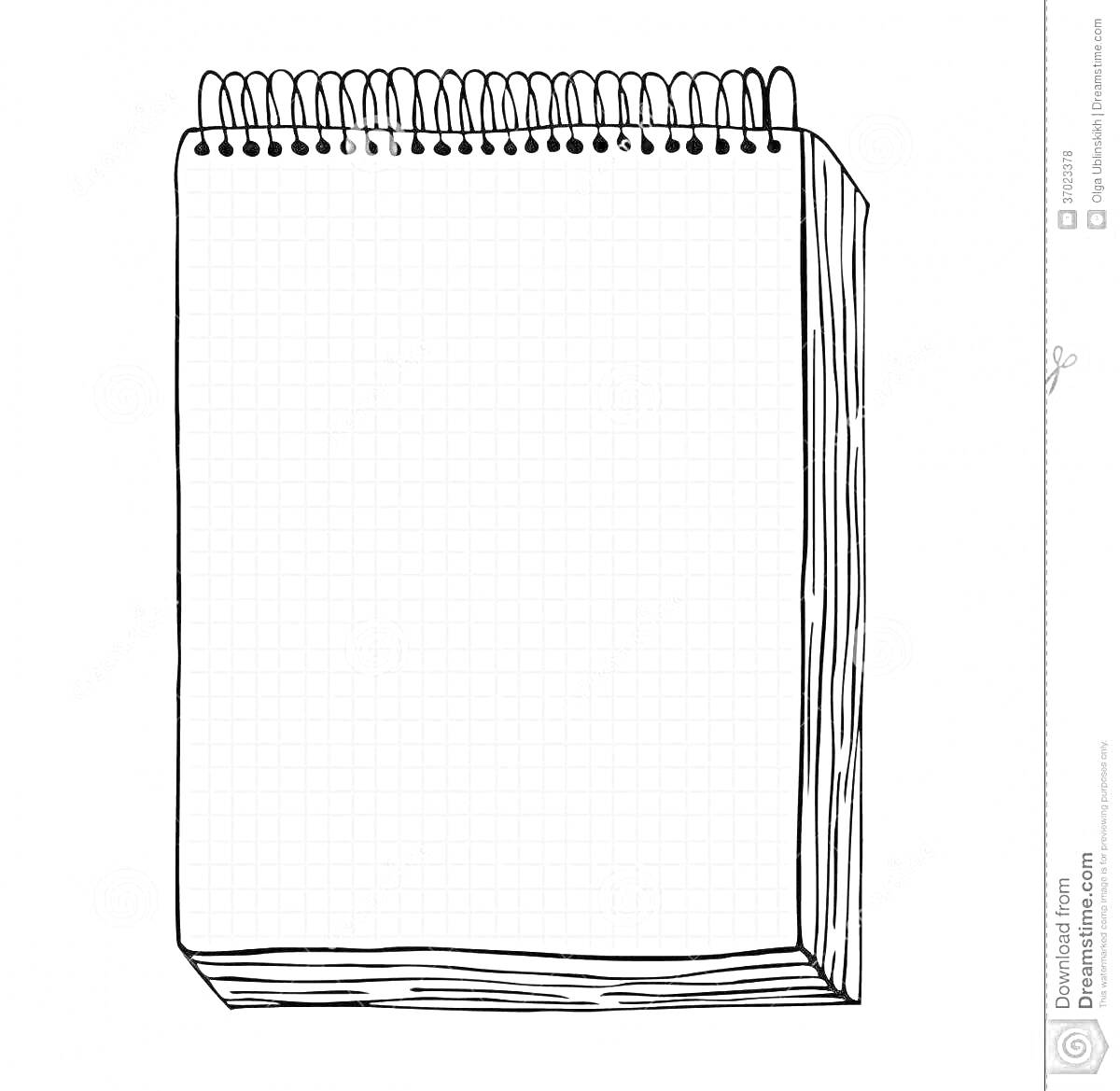 Раскраска Блокнот на пружине с клетчатыми страницами