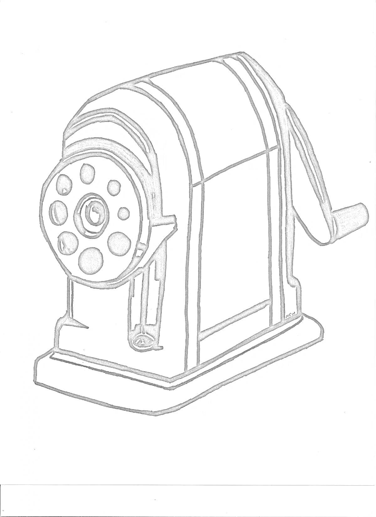 Раскраска Точилка для карандашей с ручным приводом
