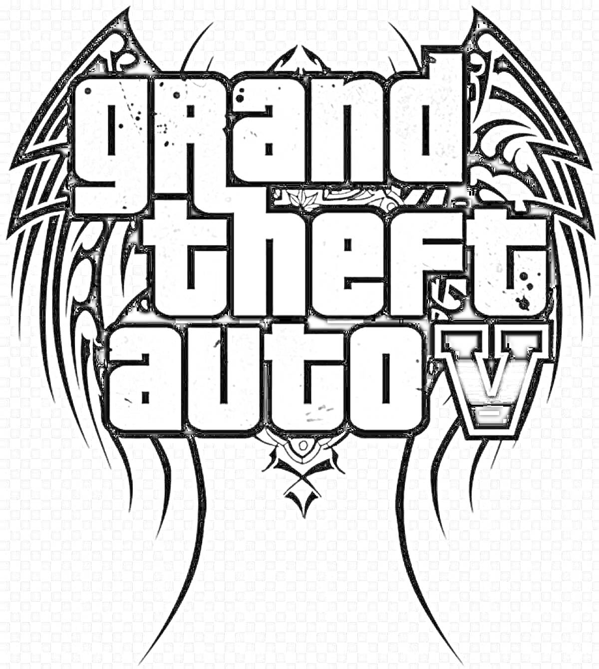 На раскраске изображено: Татуировки, Grand Theft Auto, Гта, Логотипы