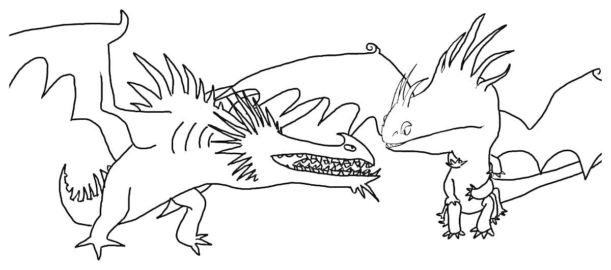 На раскраске изображено: Как приручить дракона, Диалог, Крылья, Шипы