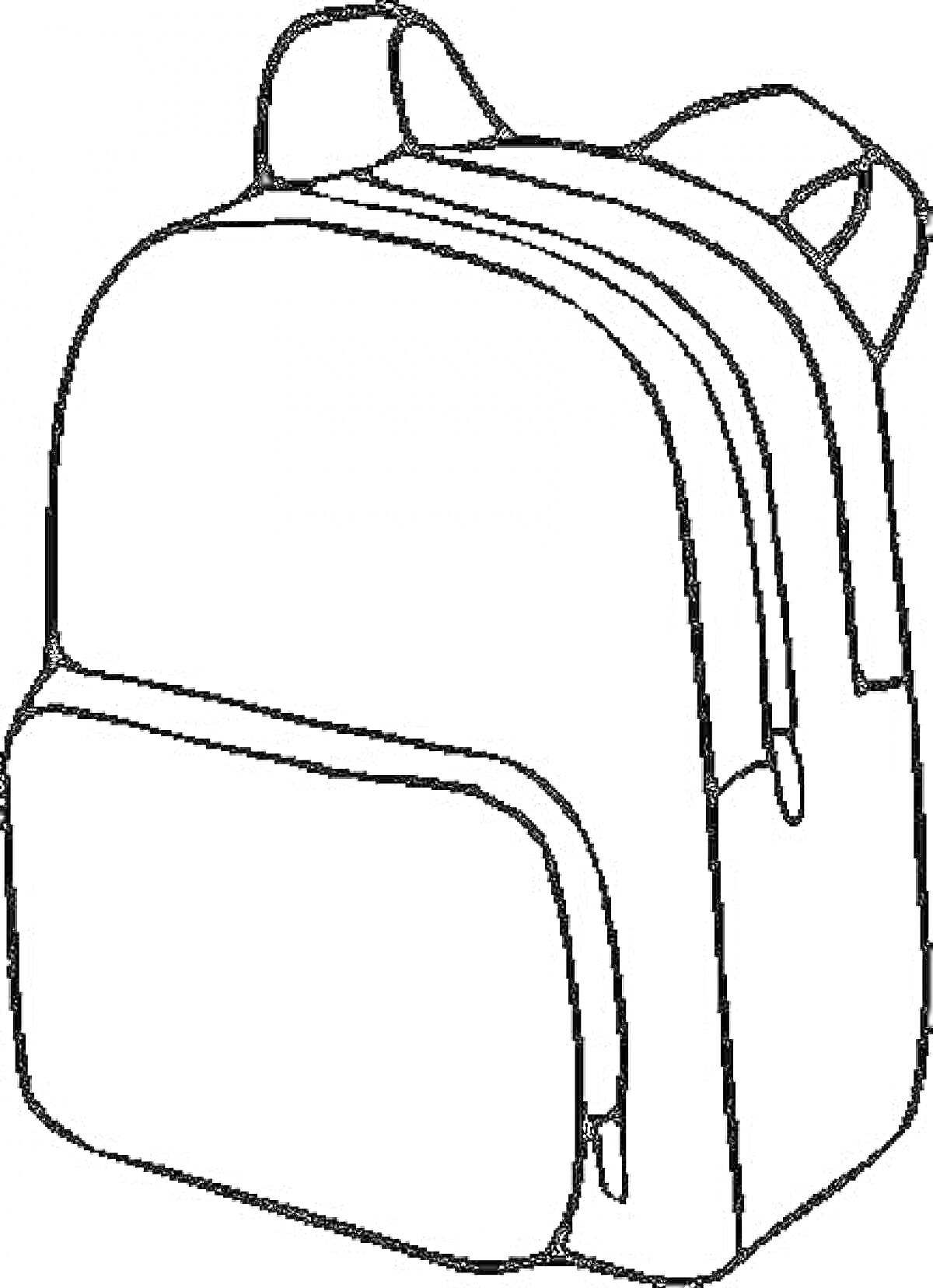 На раскраске изображено: Рюкзак, Школьные принадлежности, Карманы, Школьная сумка, Школа, Студенты