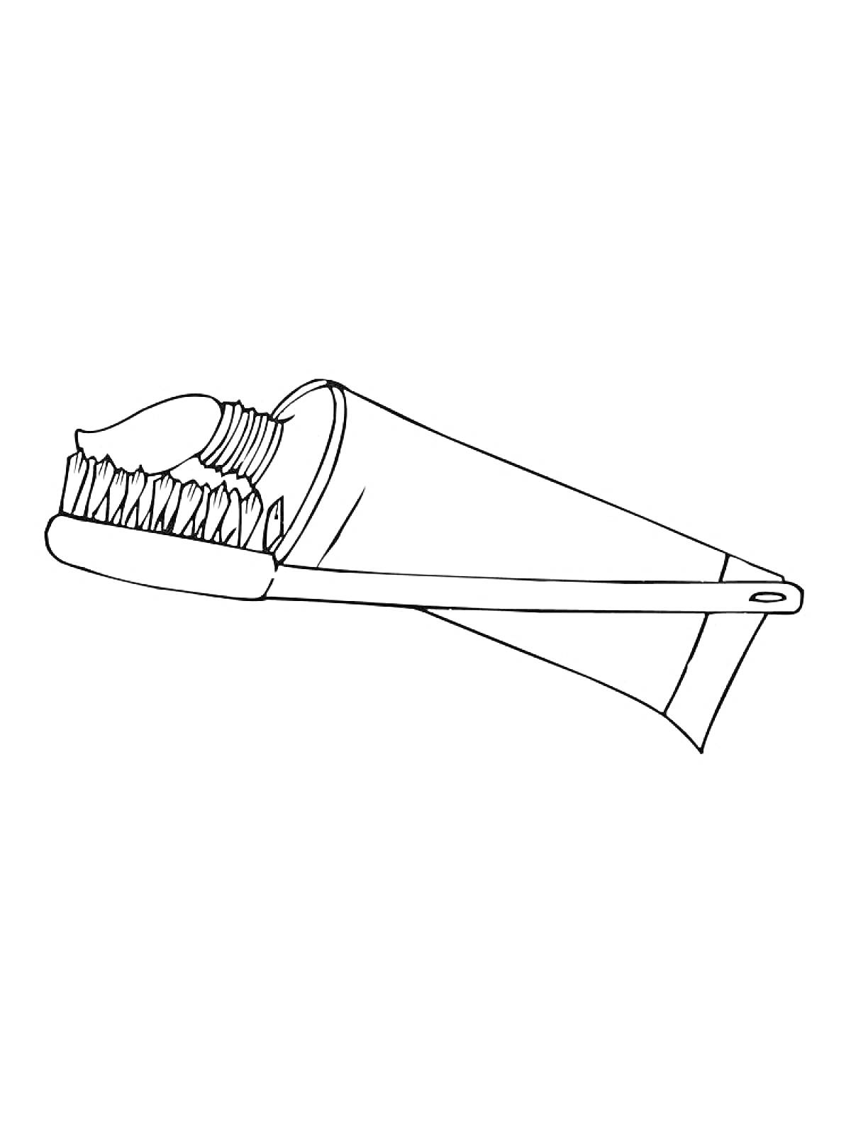 Раскраска Зубная щетка с зубной пастой