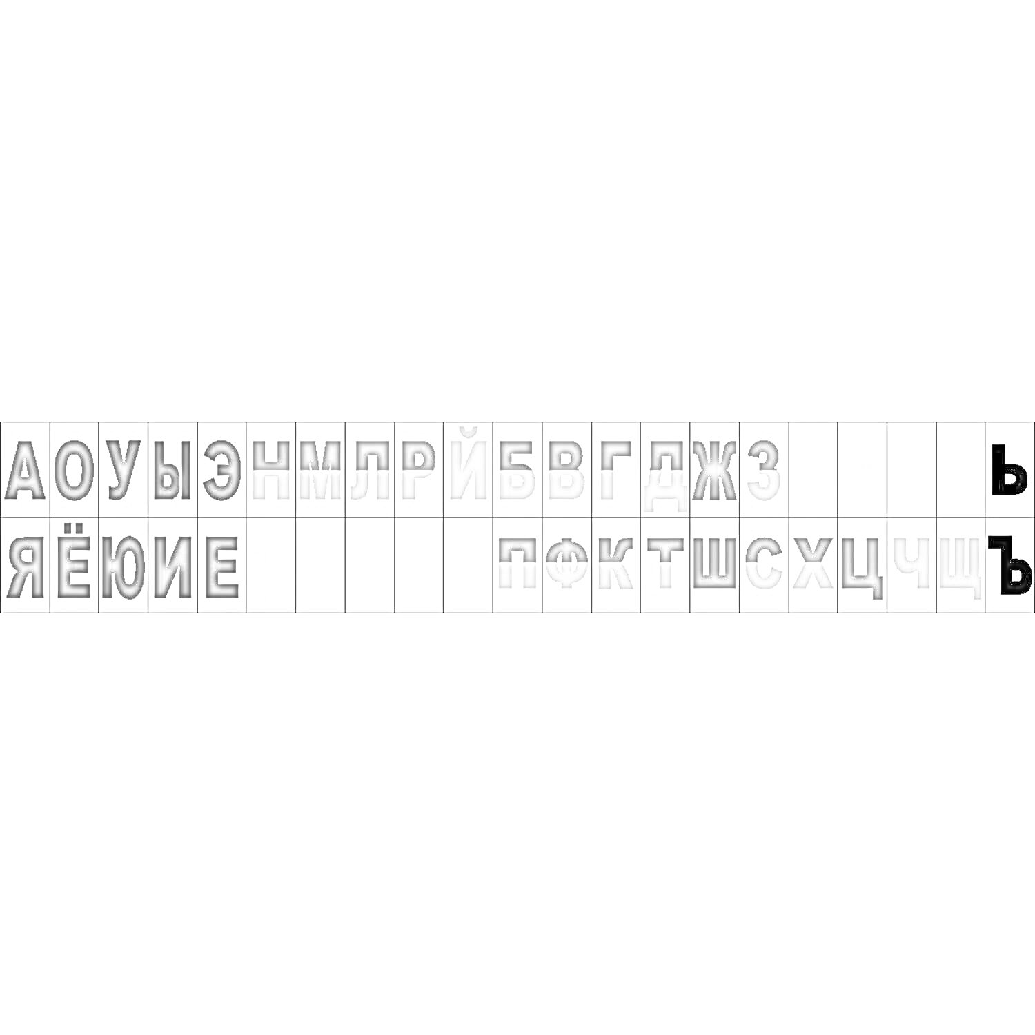 На раскраске изображено: Лента букв, Первый класс, Гласные, Звонкие согласные, Глухие согласные, Обучение, Русский алфавит, Начальная школа