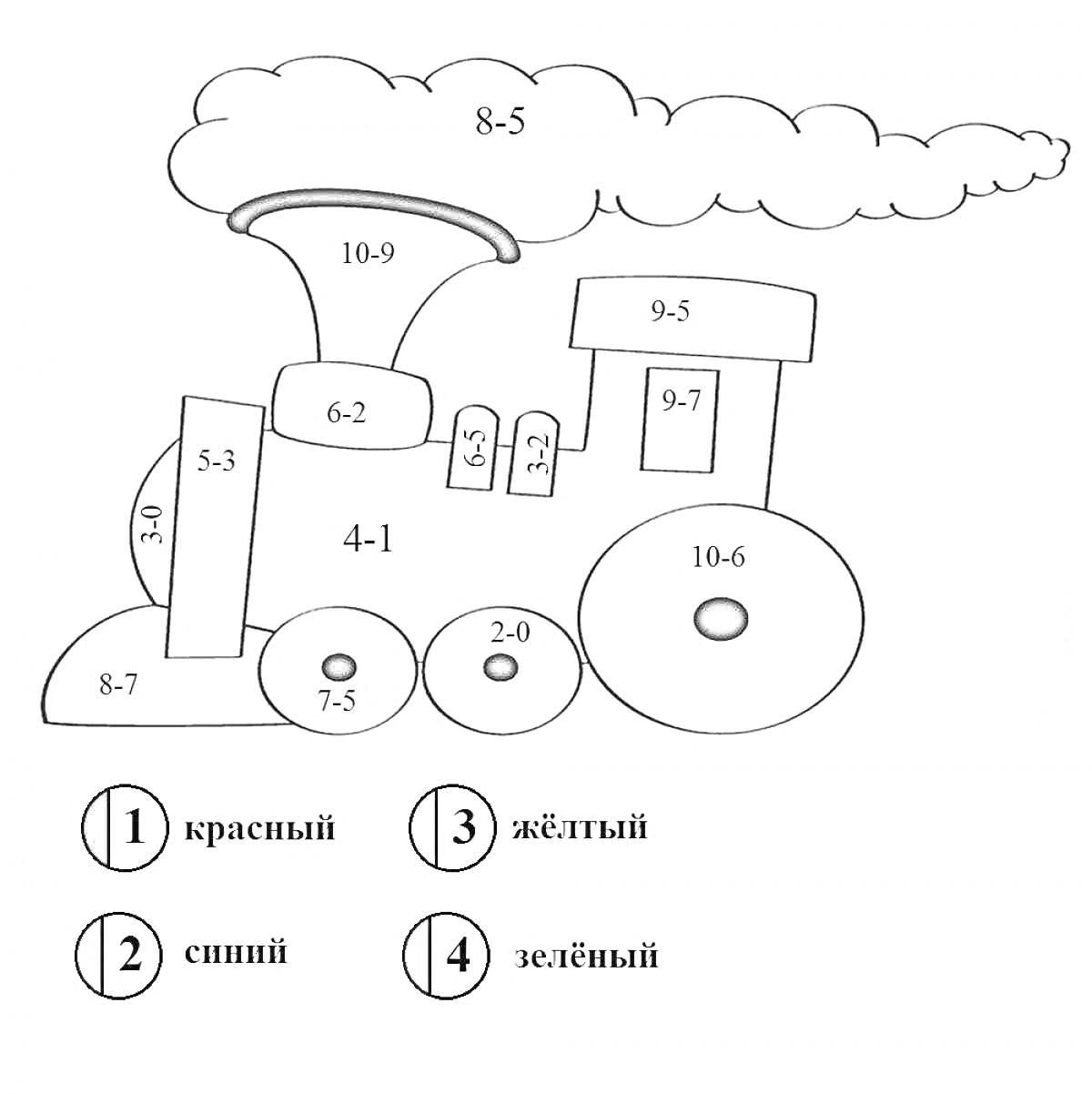 На раскраске изображено: Поезд, Математика, Примеры, Арифметика, Обучение, Счет
