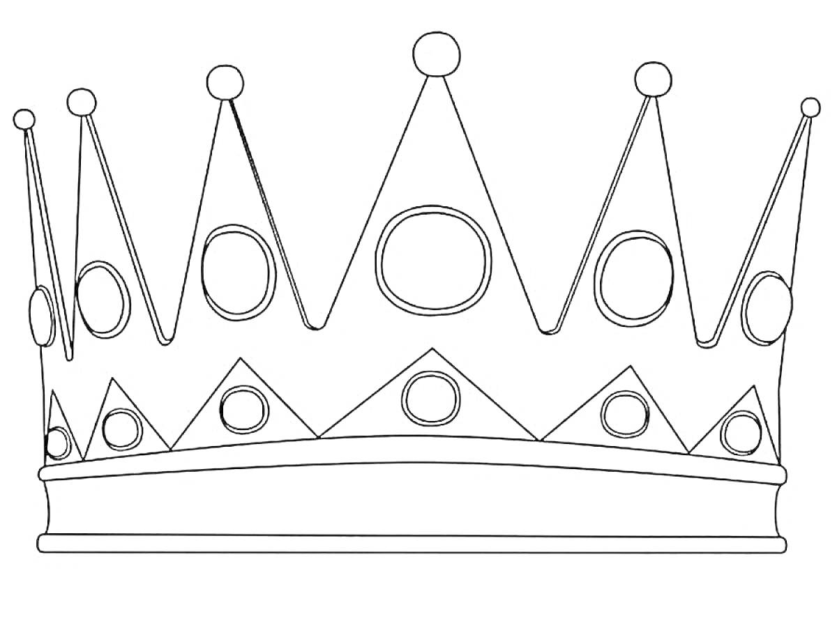 На раскраске изображено: Корона, Королевская корона, Круги