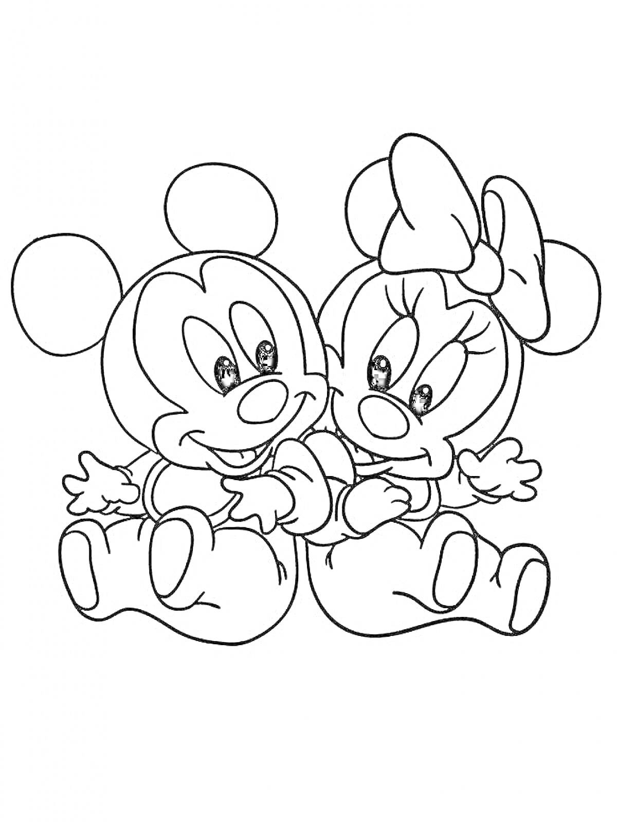 На раскраске изображено: Уши, Бант, Друзья