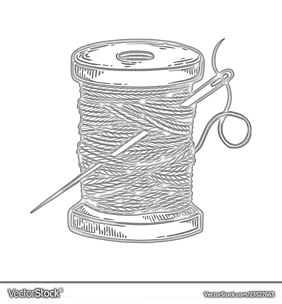 На раскраске изображено: Катушка, Нитки, Шитье, Рукоделие
