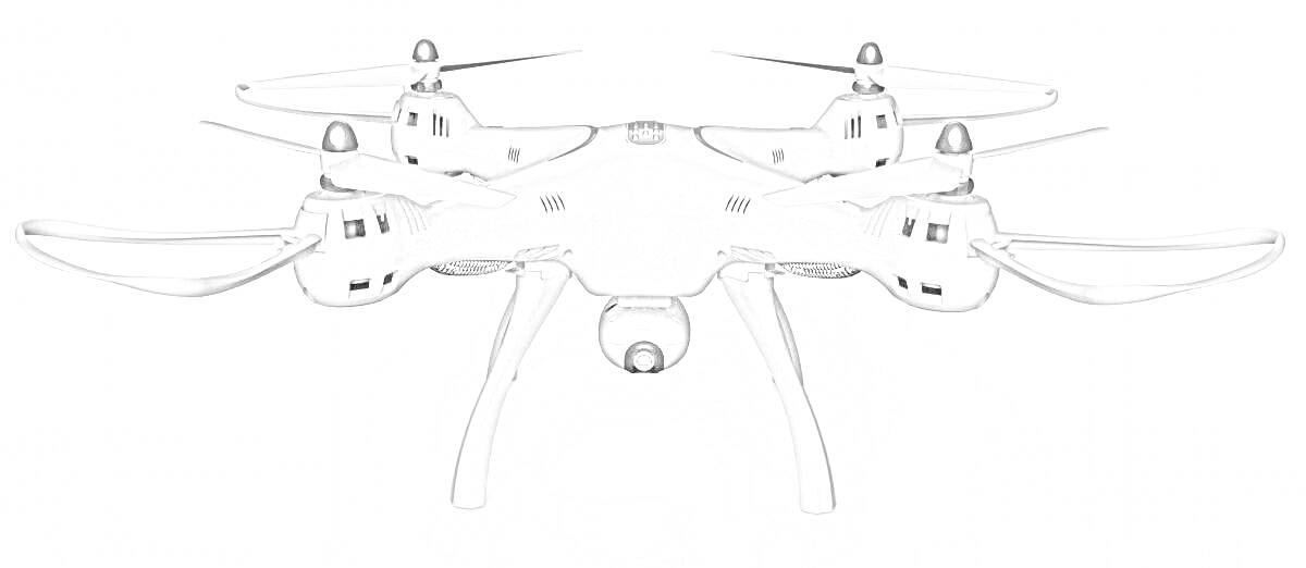 РаскраскаДрон с четырьмя пропеллерами и камерой