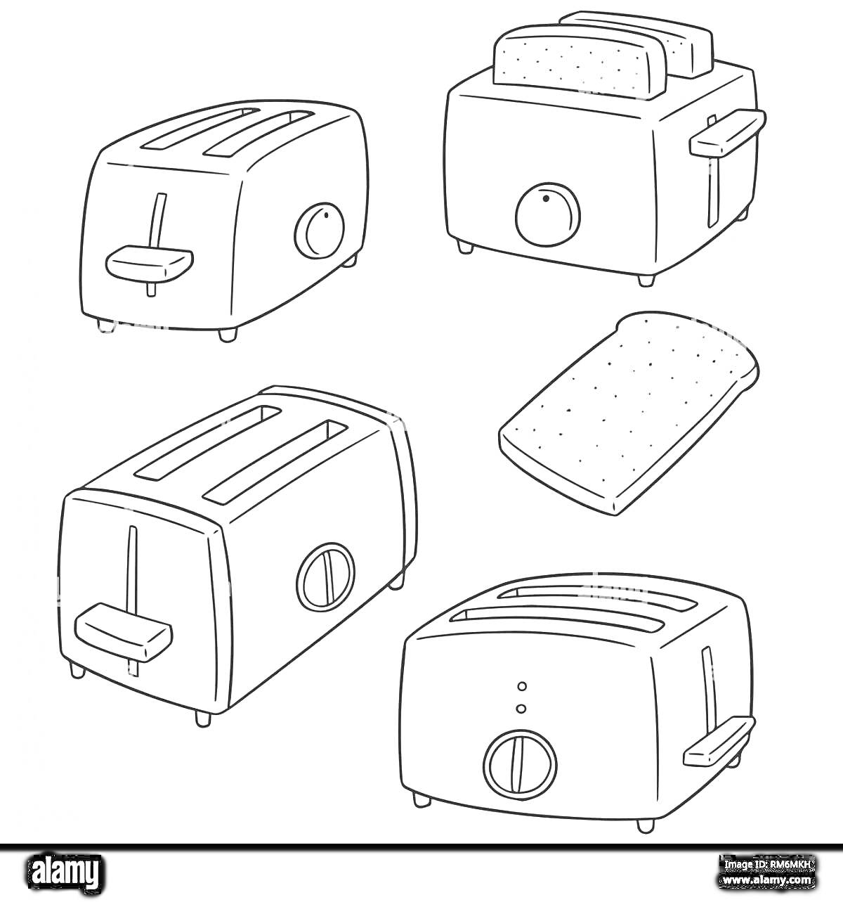 Раскраска Тостеры с ломтиком хлеба