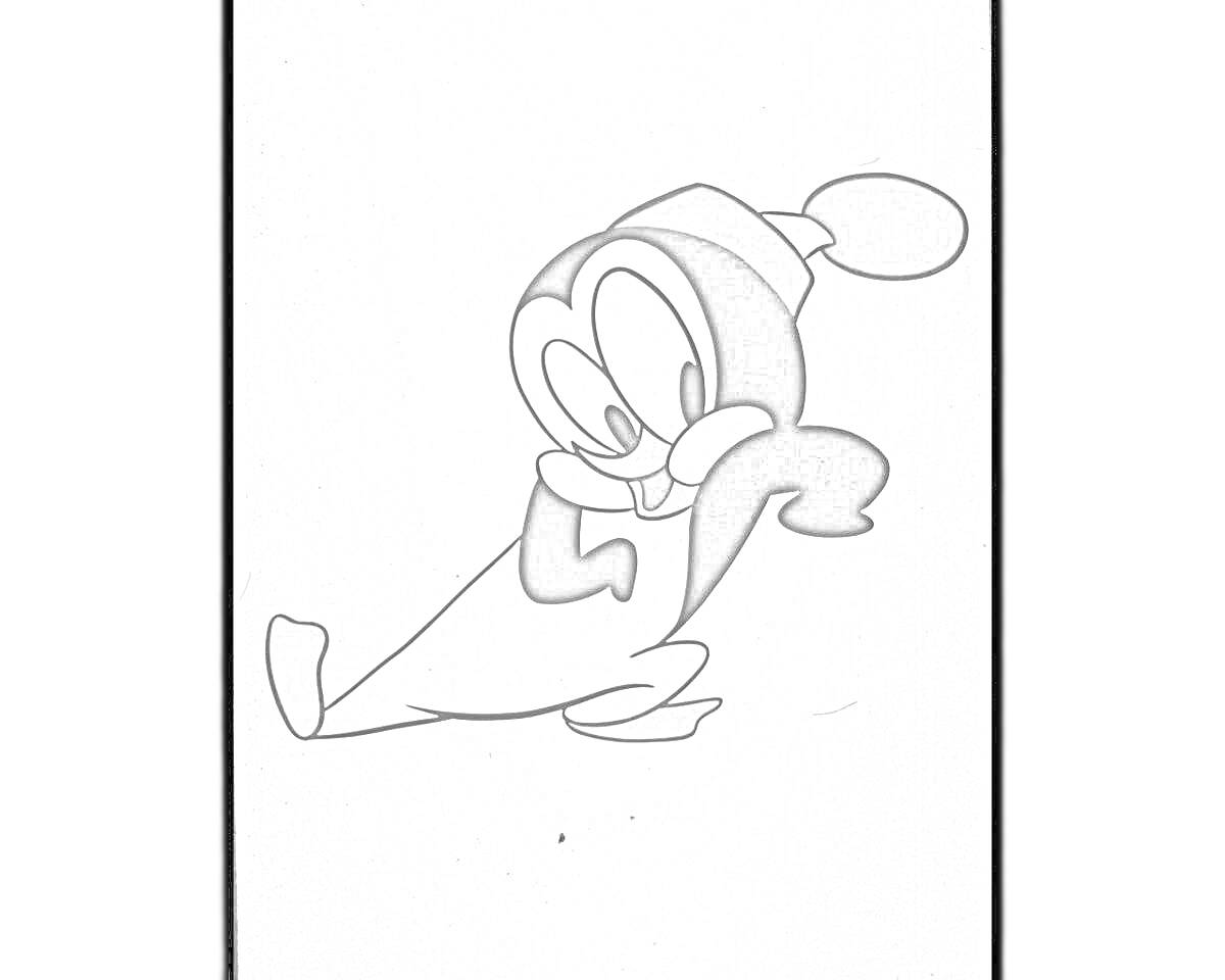 Раскраска Пингвин в шапочке-кепке с помпоном танцует