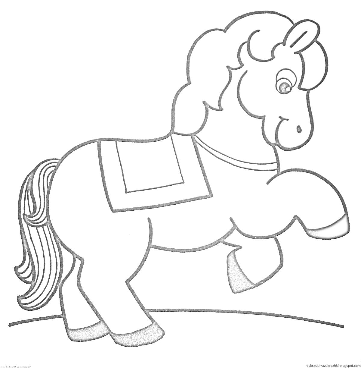 Раскраска Лошадка с гривой, хвостом и уздечкой