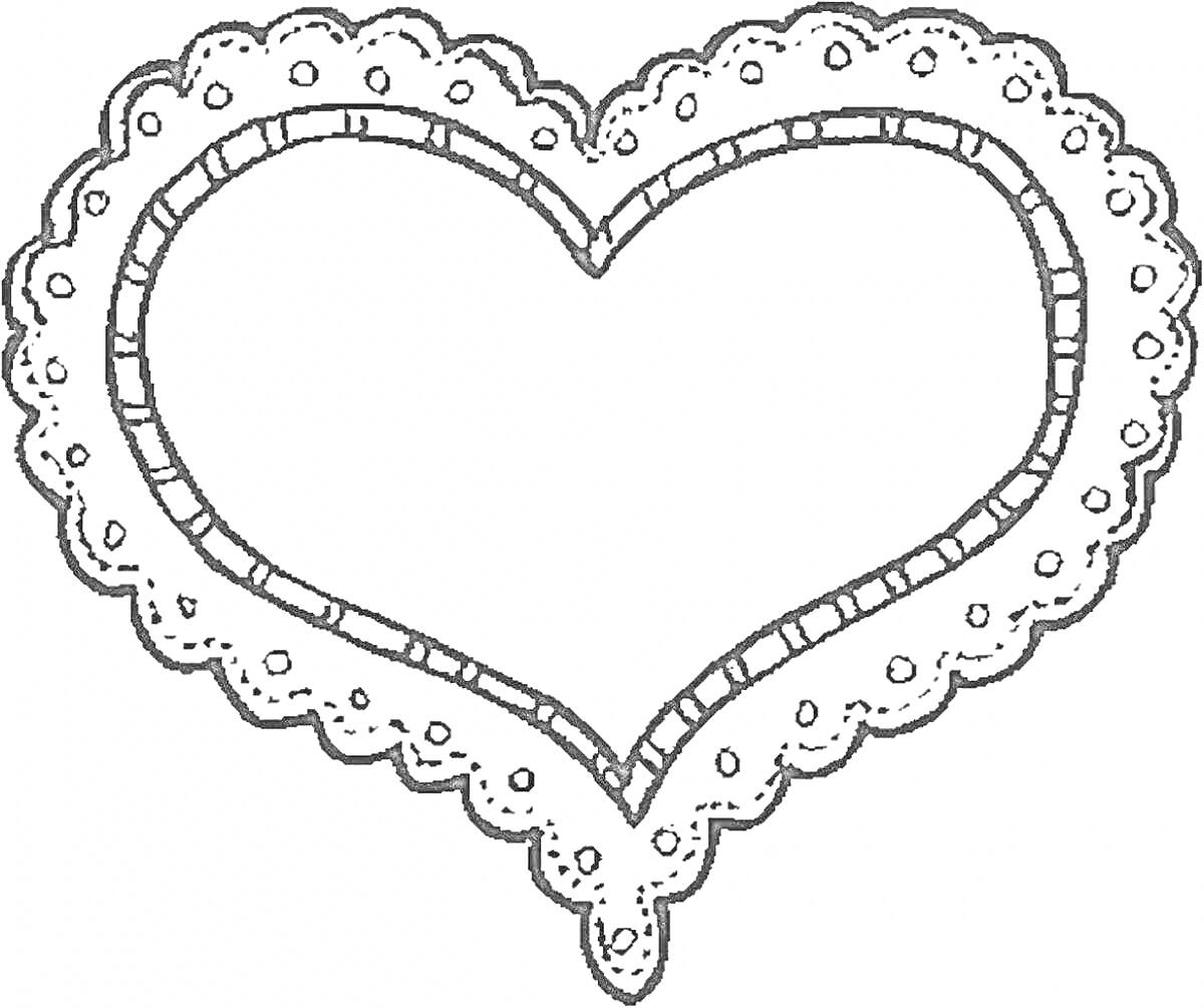 Раскраска Сердце с ажурной рамкой и декоративным узором