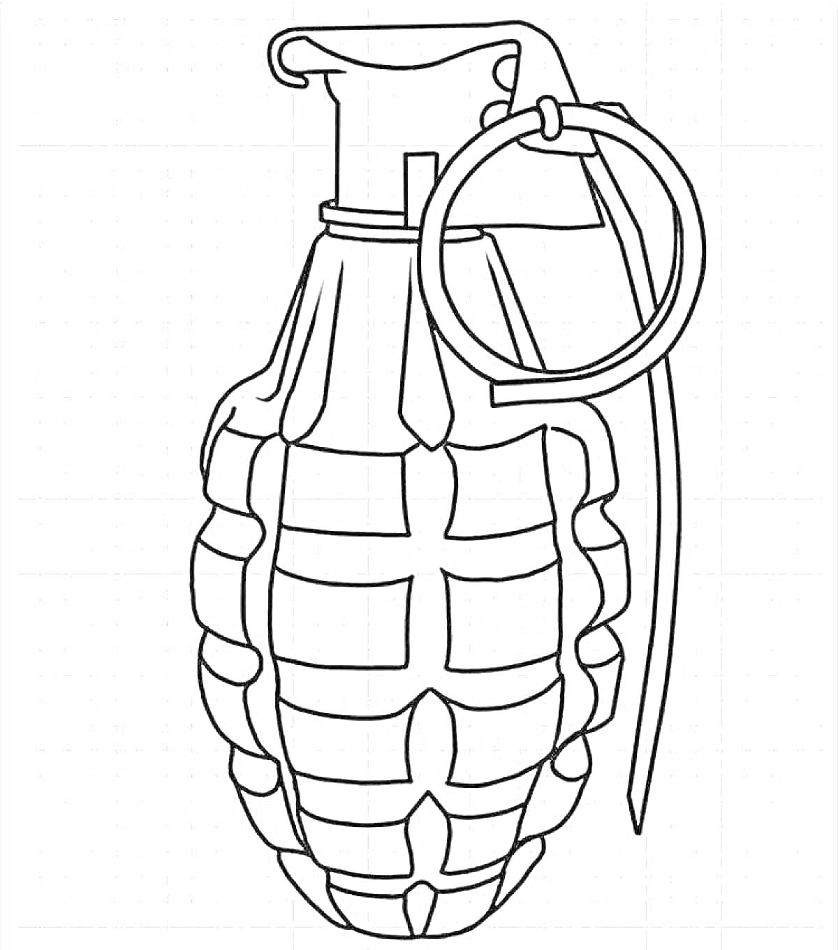 Раскраска Ручная граната с кольцом для раскрашивания