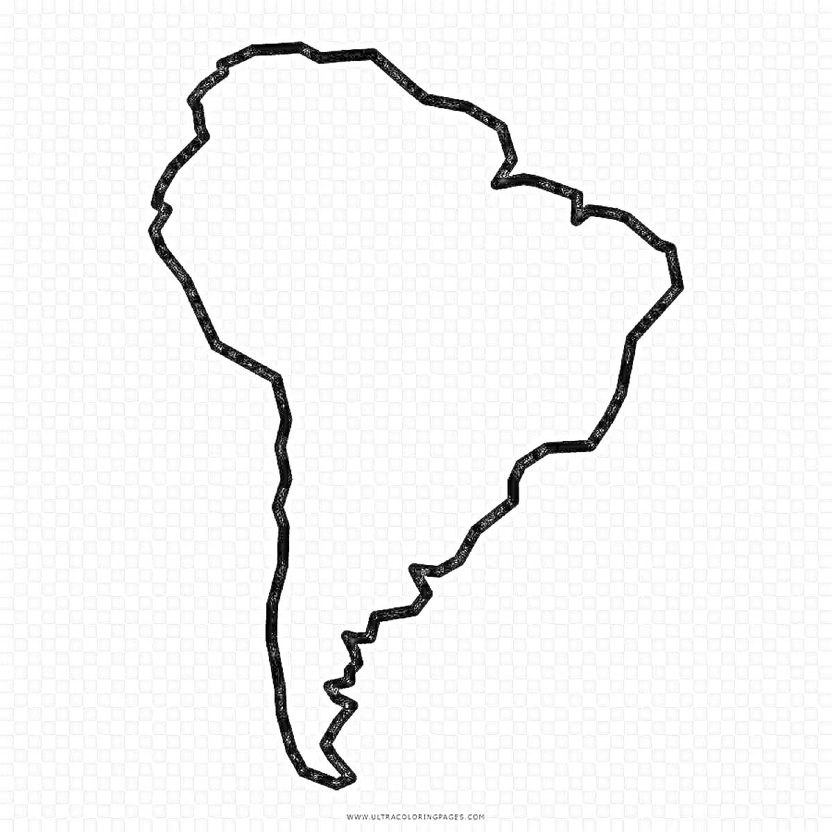 На раскраске изображено: География, Южная Америка, Карта, Материк, Учеба, Образование