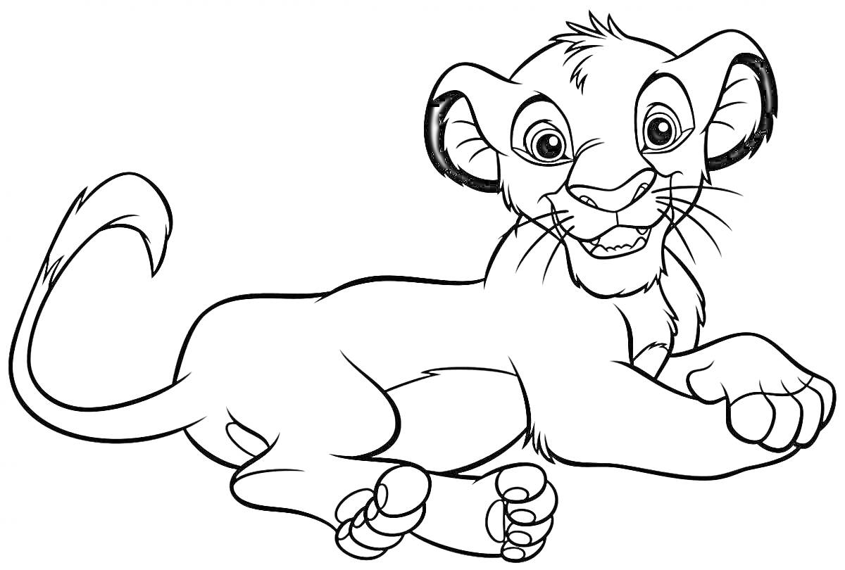 На раскраске изображено: Король лев, Симба, Контурные рисунки