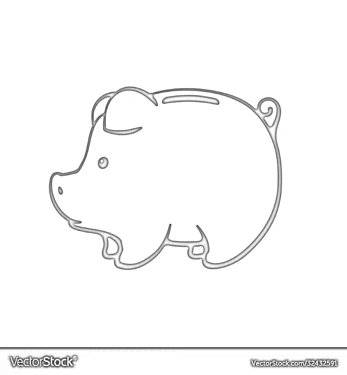 Раскраска Копилка свинка с прорезью для монет