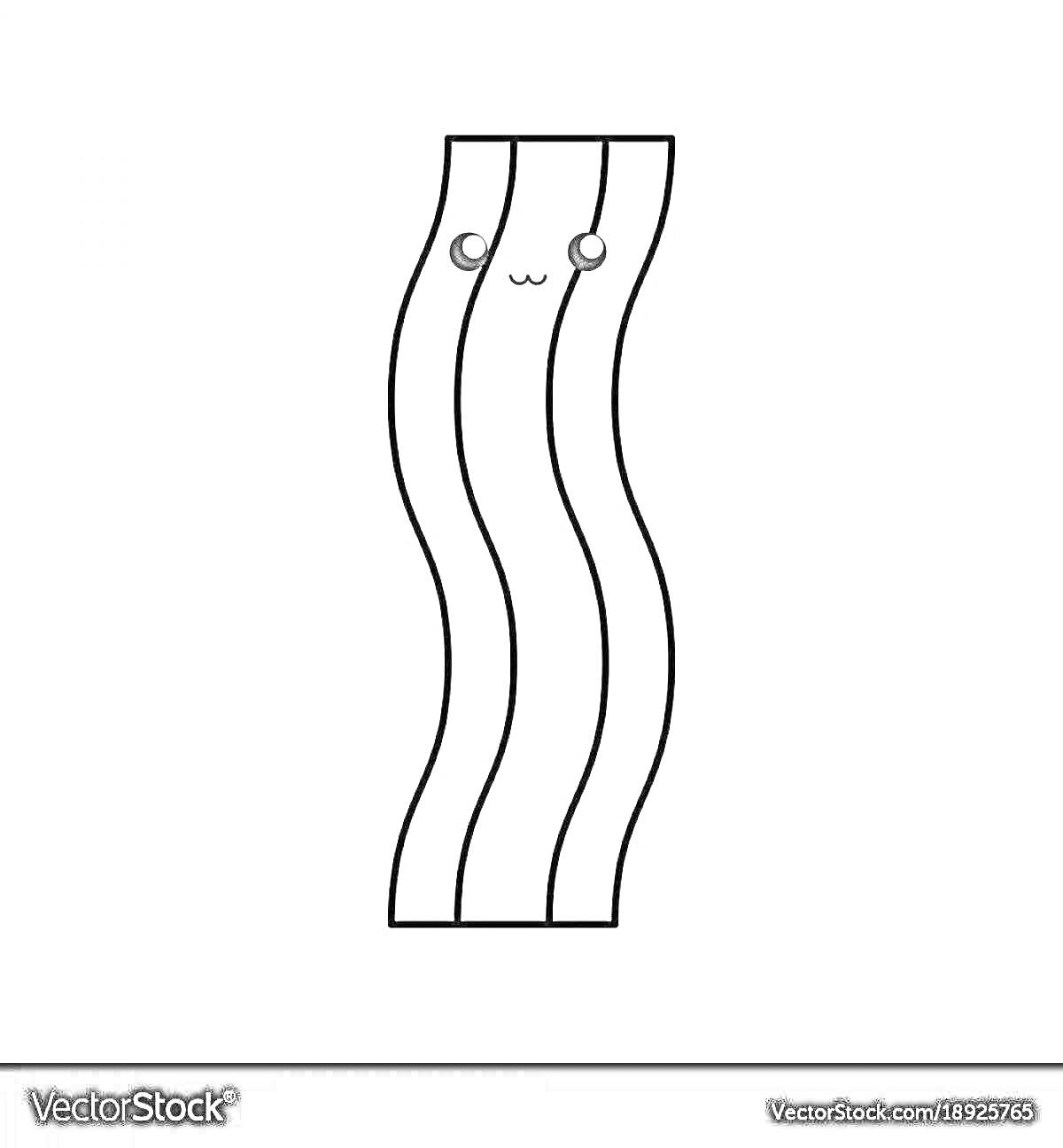 Раскраска Ломтик бекона с милым личиком