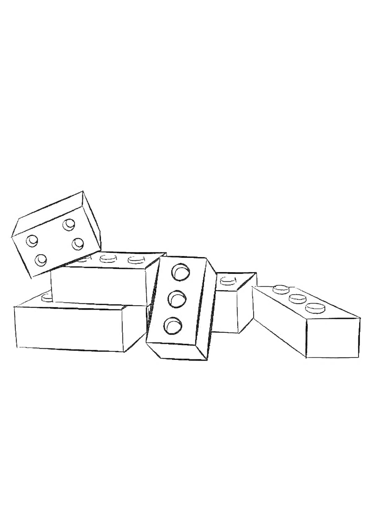 На раскраске изображено: Конструктор, Блоки, Строительные блоки, Игрушки