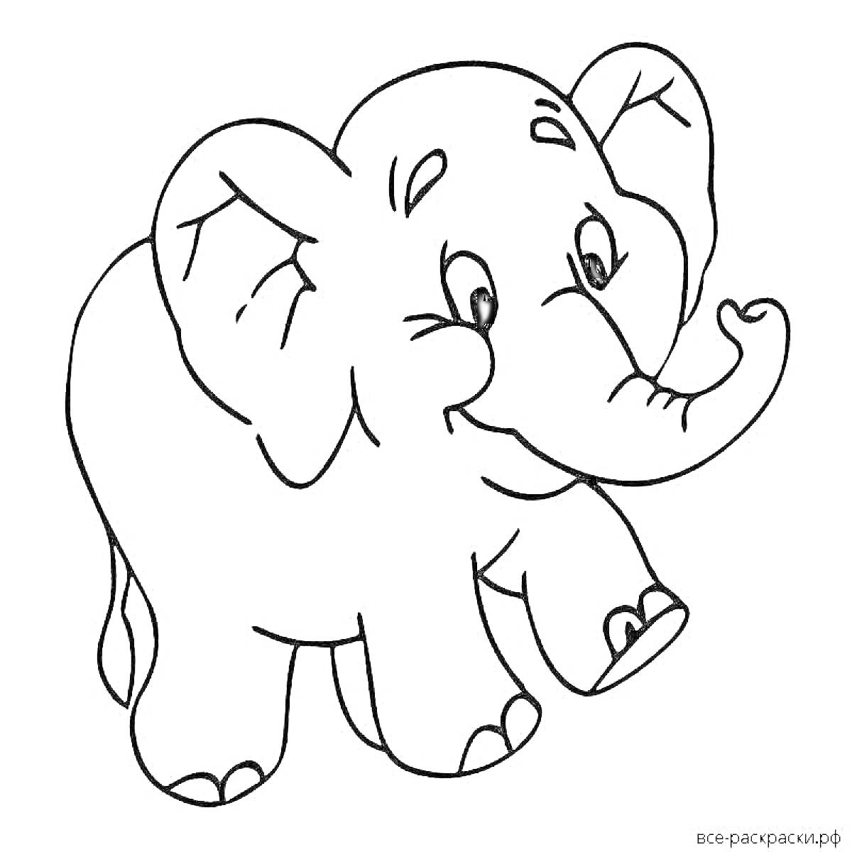 На раскраске изображено: Слоник, Для детей, 7 лет, Животное, Слон
