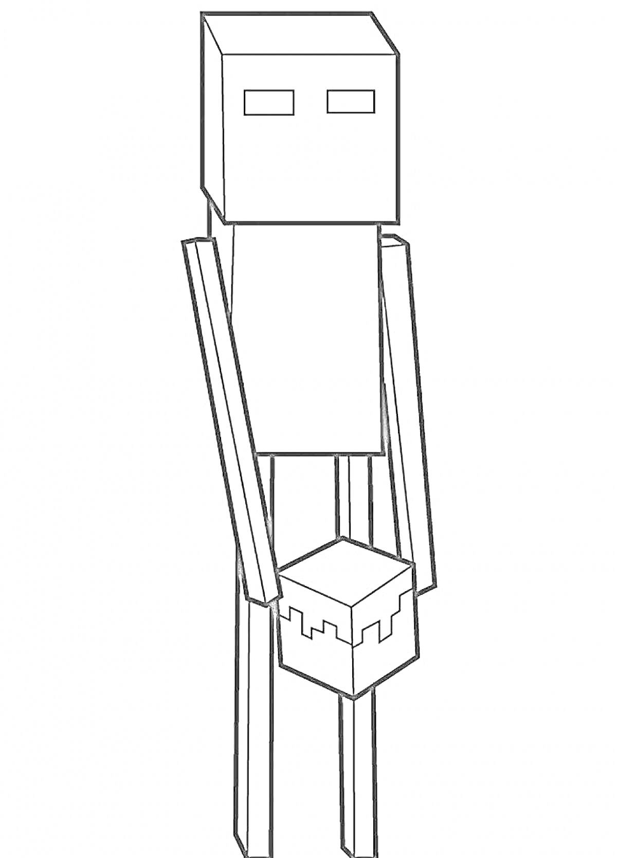На раскраске изображено: Эндермен, Майнкрафт, Персонаж, Контурные рисунки