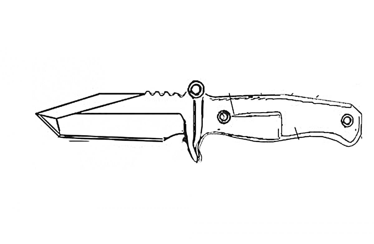 Раскраска нож с зубчатым лезвием и эргономичной рукояткой