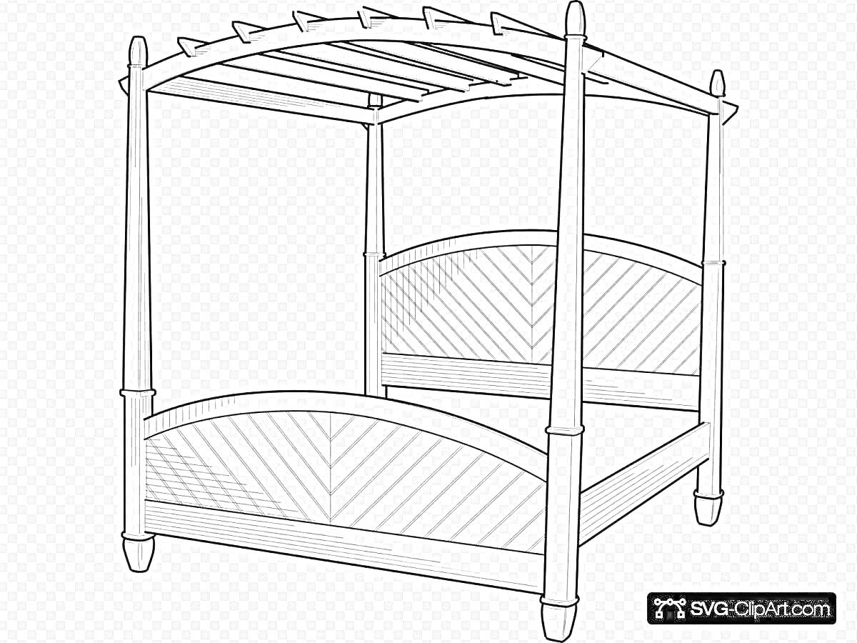 Раскраска Кроватка с балдахином для детей