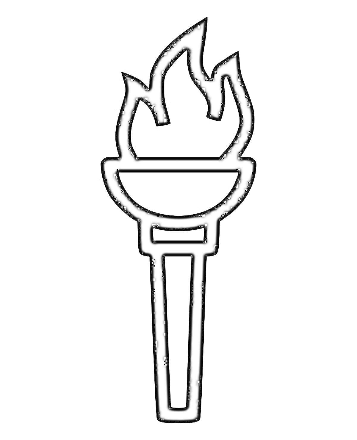 Раскраска Факел с пламенем и ручкой