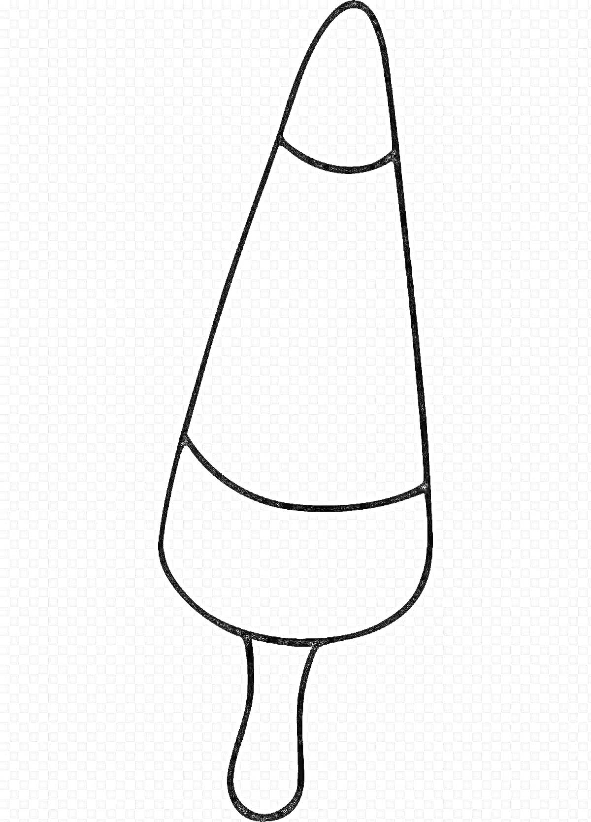 Раскраска Эскимо мороженое на палочке с тремя сегментами