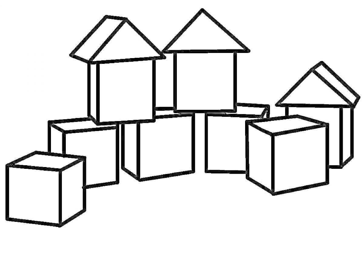 На раскраске изображено: Кубики, Геометрические фигуры