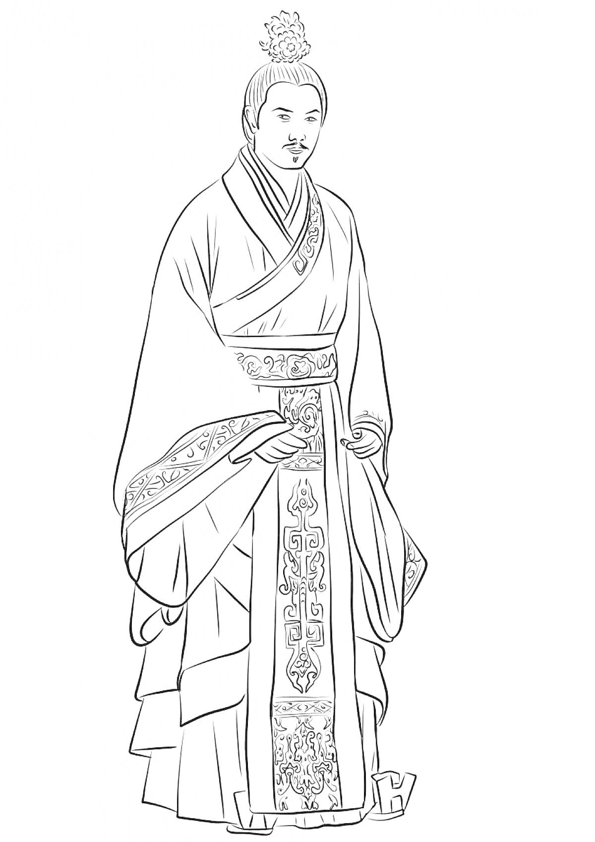 Раскраска Император в традиционной китайской одежде